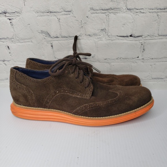 Men Cole Haan Lunargrand C11097 Wingtip‎ Oxfords 9 M Brown Suede Lace Up Shoes main image 5